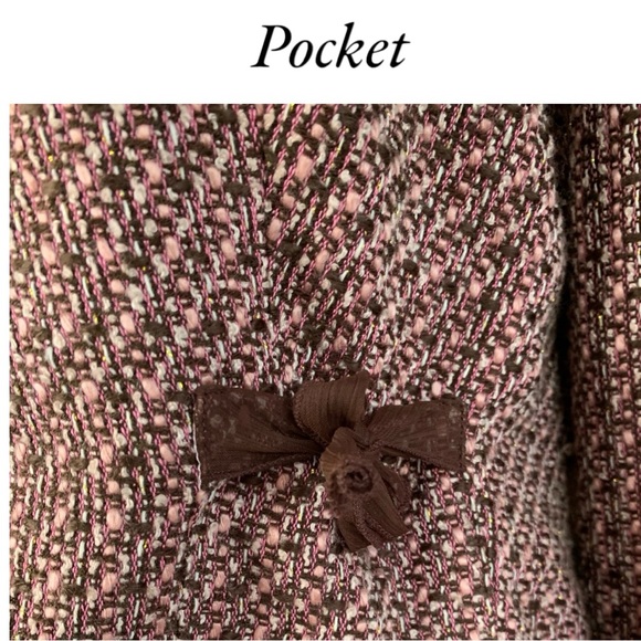 HI STUDIO JONATHAN MARTIN PINK BROWN TWEED CROPPED BLAZER WOMEN’S SIZE 16 - Picture 7 of 9